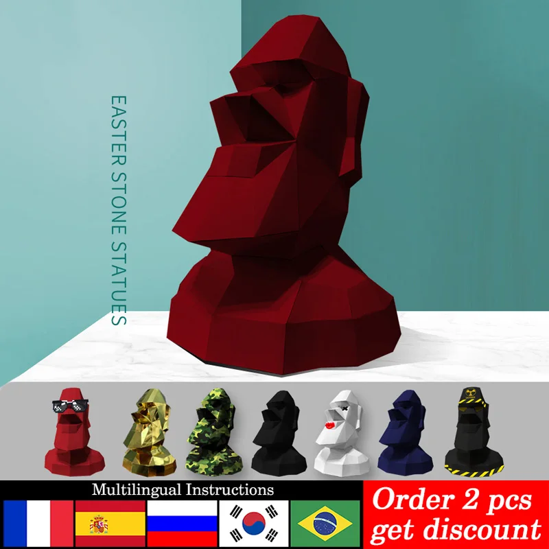 Art Craft Cardboard - Büyük Boy Paskalya Adası Moai Dekor